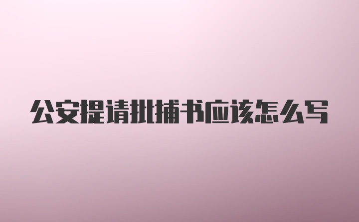 公安提请批捕书应该怎么写