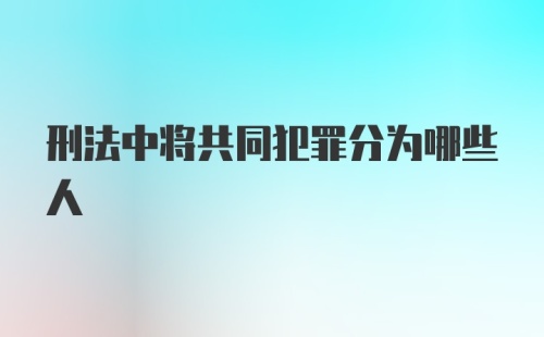 刑法中将共同犯罪分为哪些人