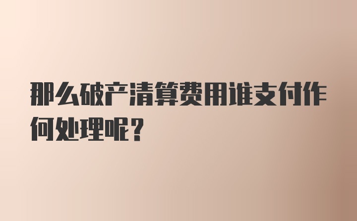 那么破产清算费用谁支付作何处理呢？