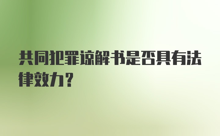 共同犯罪谅解书是否具有法律效力？