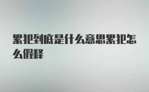 累犯到底是什么意思累犯怎么假释