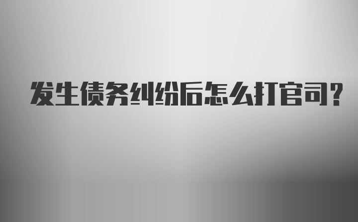 发生债务纠纷后怎么打官司？