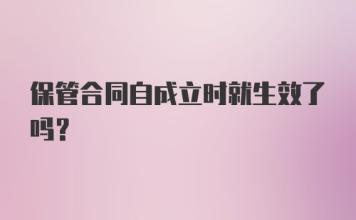 保管合同自成立时就生效了吗？