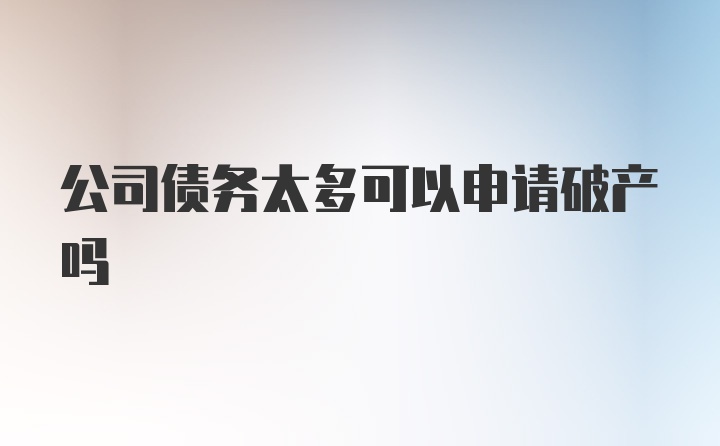 公司债务太多可以申请破产吗