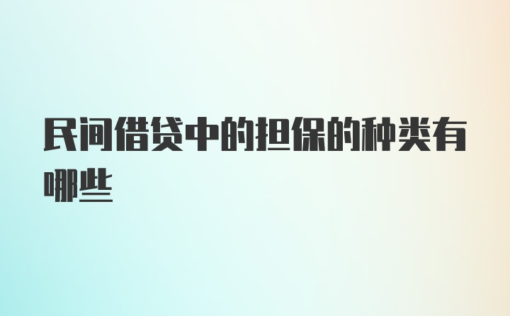 民间借贷中的担保的种类有哪些