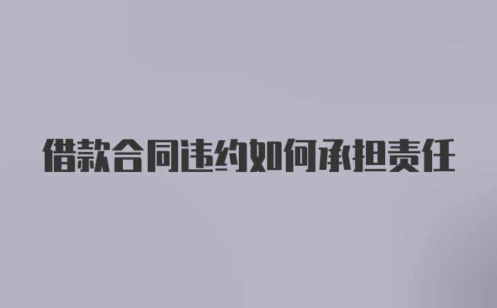 借款合同违约如何承担责任