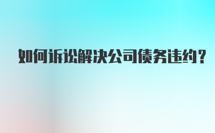 如何诉讼解决公司债务违约？