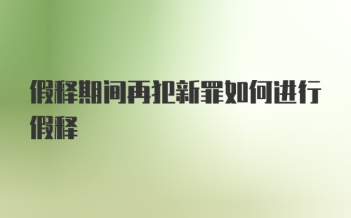 假释期间再犯新罪如何进行假释