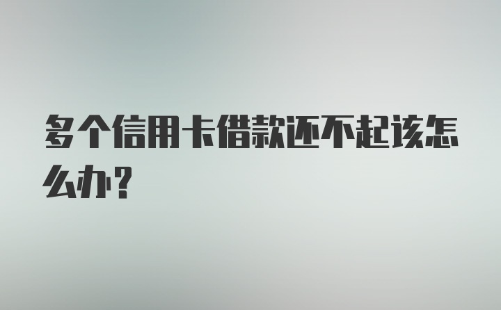 多个信用卡借款还不起该怎么办？