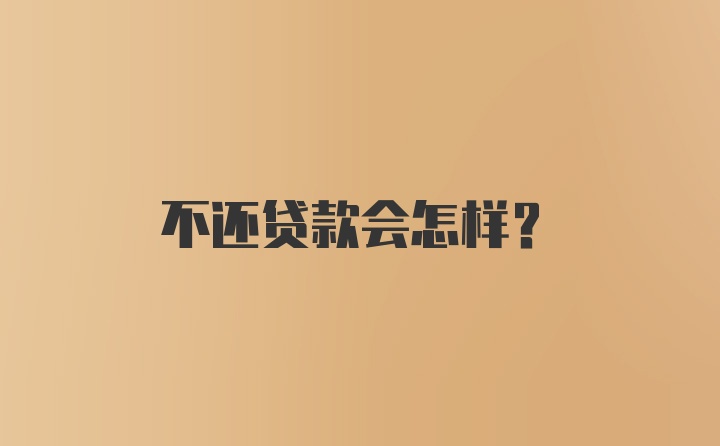 不还贷款会怎样？