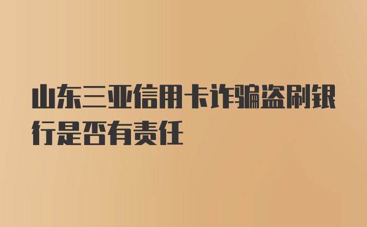 山东三亚信用卡诈骗盗刷银行是否有责任