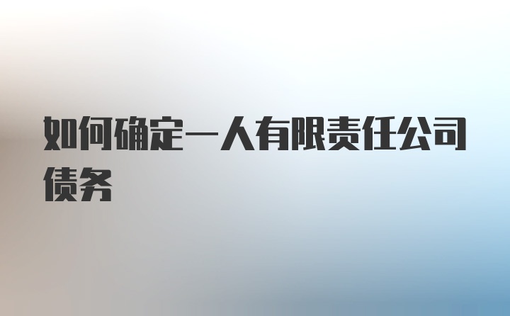 如何确定一人有限责任公司债务