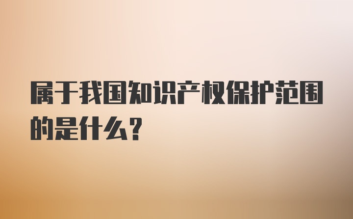 属于我国知识产权保护范围的是什么？