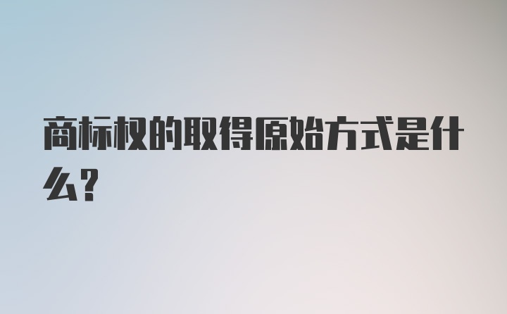 商标权的取得原始方式是什么？