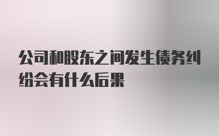 公司和股东之间发生债务纠纷会有什么后果