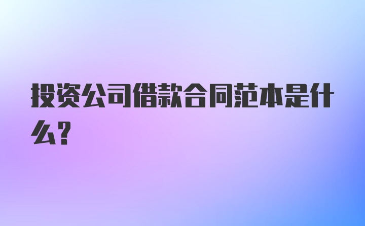 投资公司借款合同范本是什么？