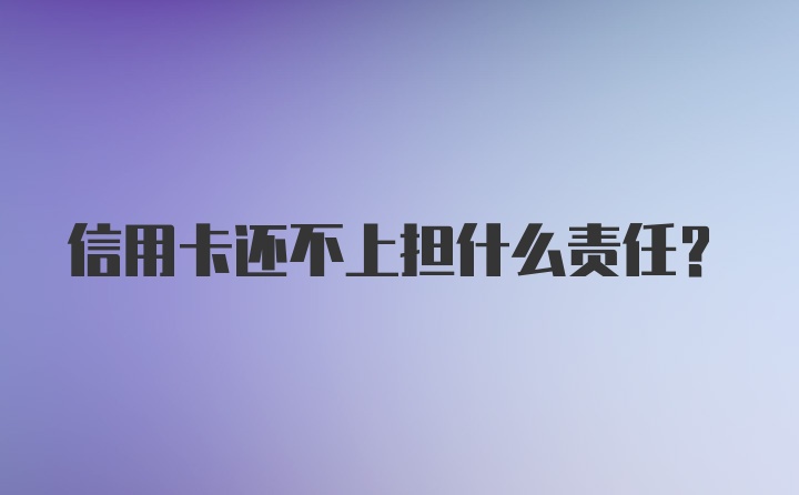 信用卡还不上担什么责任？