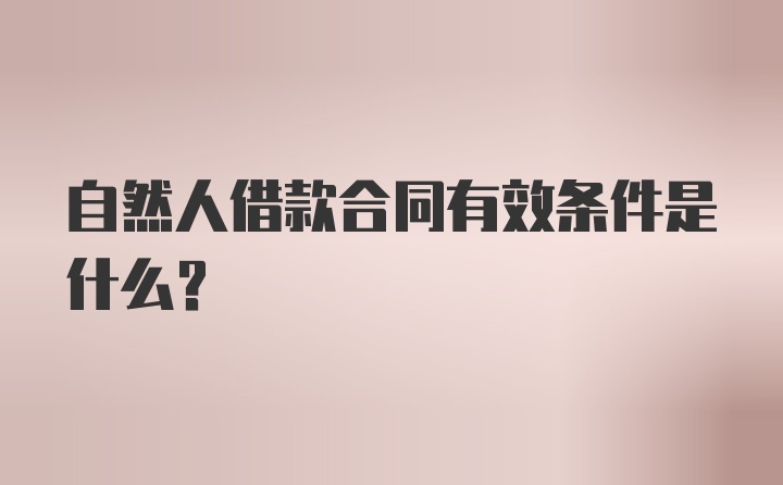 自然人借款合同有效条件是什么？