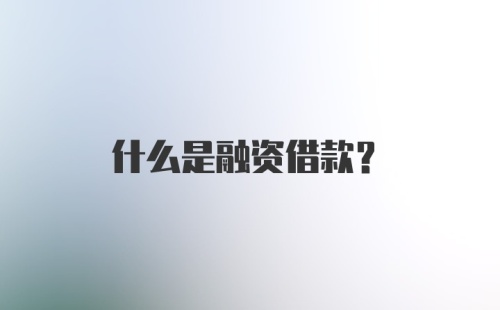 什么是融资借款?