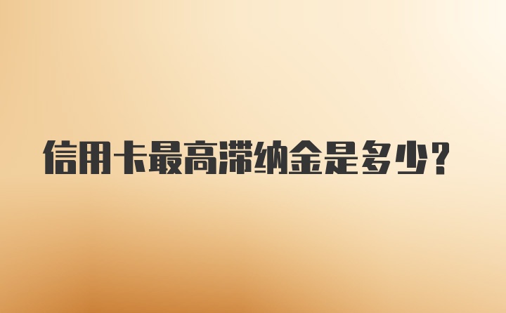 信用卡最高滞纳金是多少？