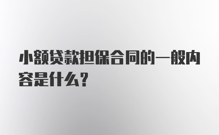 小额贷款担保合同的一般内容是什么？