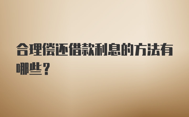 合理偿还借款利息的方法有哪些？