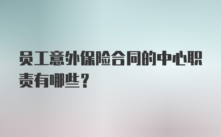 员工意外保险合同的中心职责有哪些？