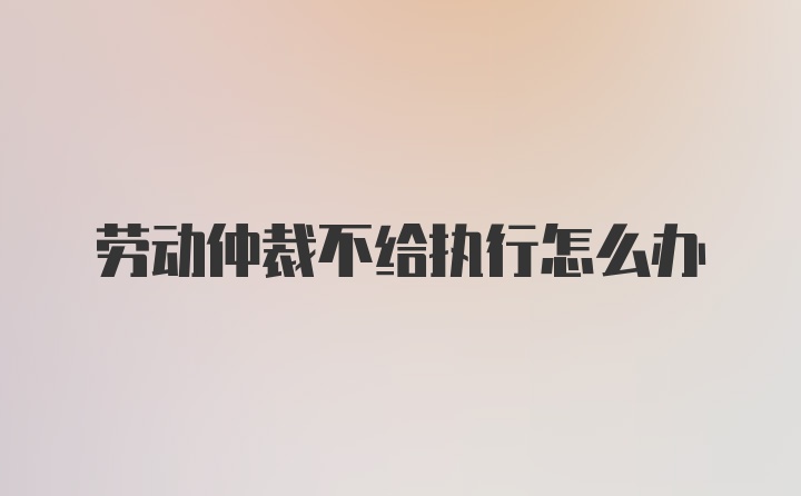 劳动仲裁不给执行怎么办