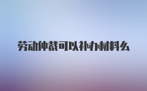 劳动仲裁可以补办材料么