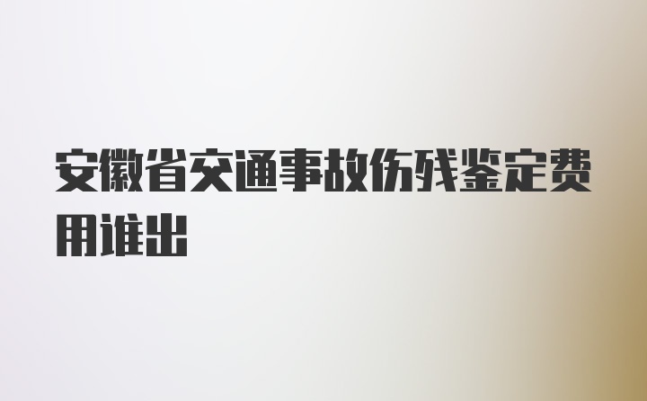 安徽省交通事故伤残鉴定费用谁出