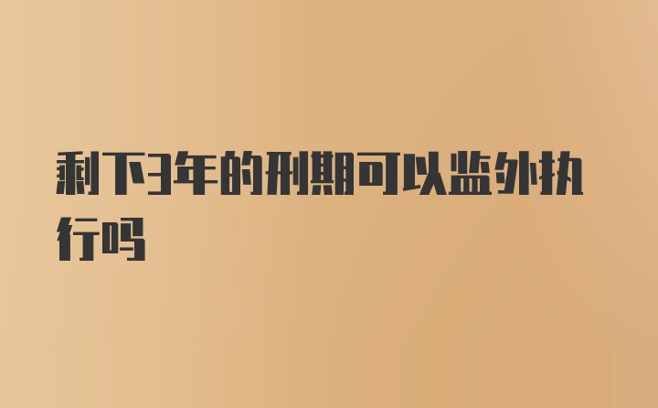 剩下3年的刑期可以监外执行吗