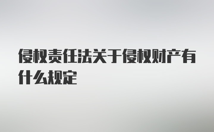 侵权责任法关于侵权财产有什么规定