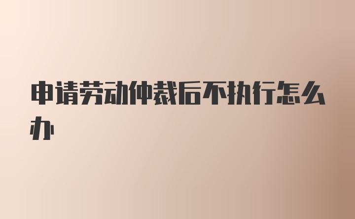 申请劳动仲裁后不执行怎么办