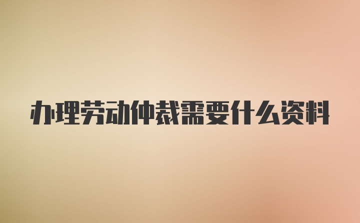 办理劳动仲裁需要什么资料