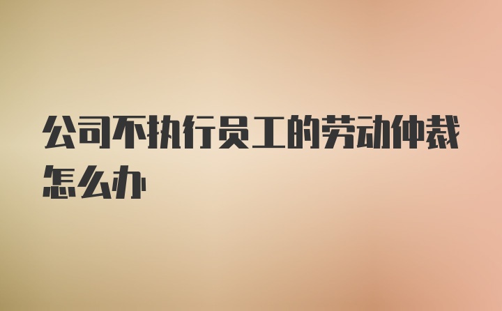 公司不执行员工的劳动仲裁怎么办