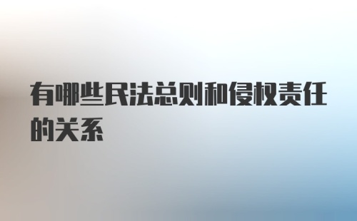 有哪些民法总则和侵权责任的关系