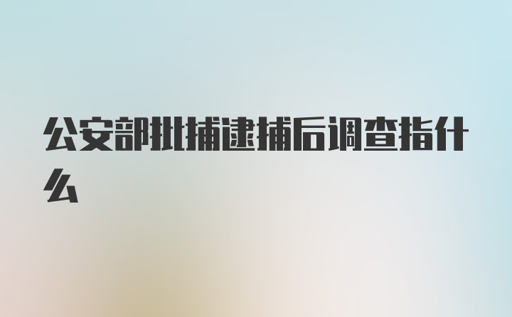 公安部批捕逮捕后调查指什么