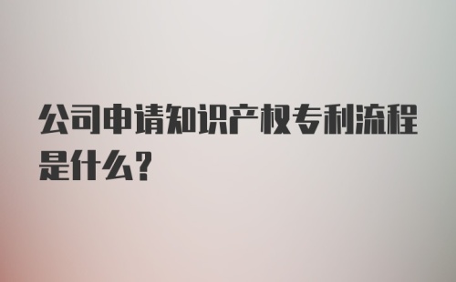 公司申请知识产权专利流程是什么？