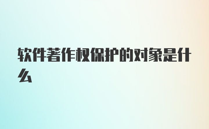 软件著作权保护的对象是什么