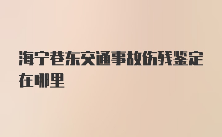 海宁巷东交通事故伤残鉴定在哪里