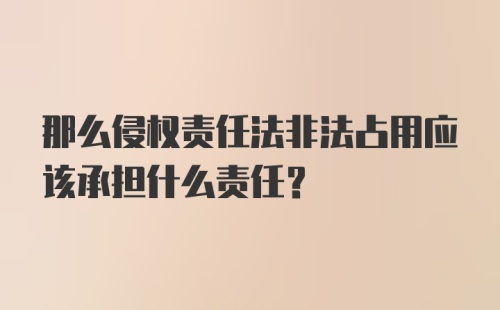 那么侵权责任法非法占用应该承担什么责任？