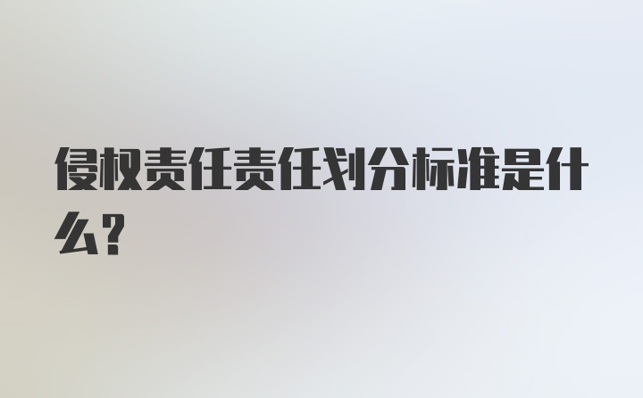 侵权责任责任划分标准是什么?