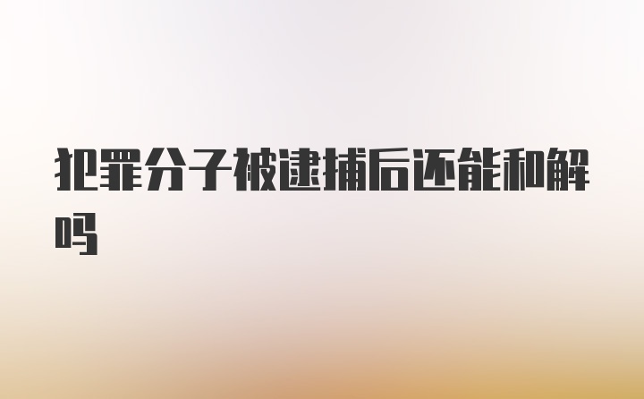 犯罪分子被逮捕后还能和解吗