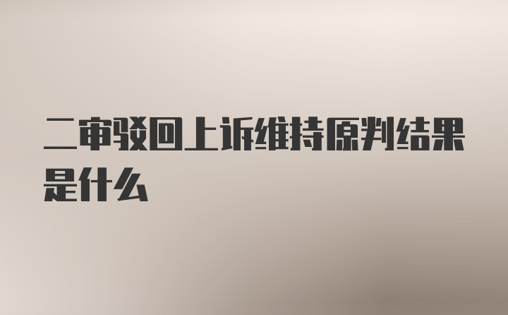 二审驳回上诉维持原判结果是什么