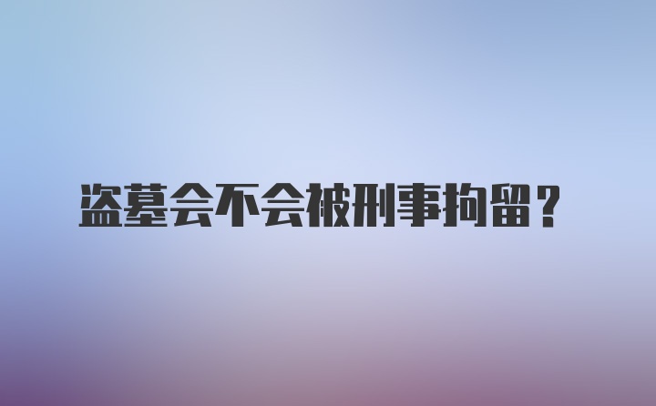 盗墓会不会被刑事拘留？