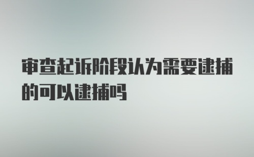 审查起诉阶段认为需要逮捕的可以逮捕吗