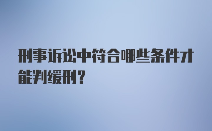 刑事诉讼中符合哪些条件才能判缓刑？