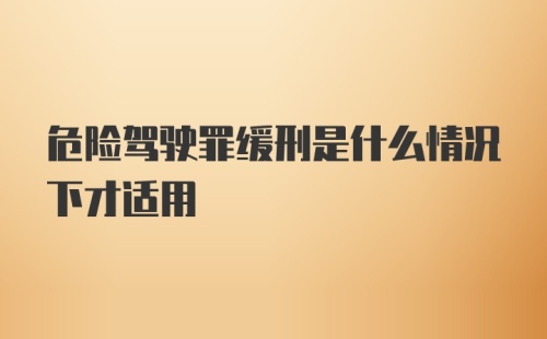 危险驾驶罪缓刑是什么情况下才适用