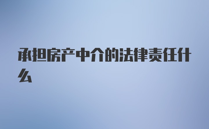 承担房产中介的法律责任什么