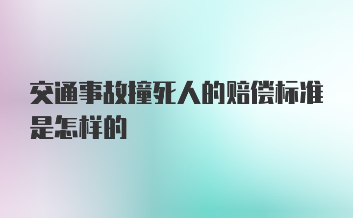 交通事故撞死人的赔偿标准是怎样的